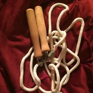 Other | Vintage Wood Handle Jump Rope Swivel Handles Braided Rope 9ft ...